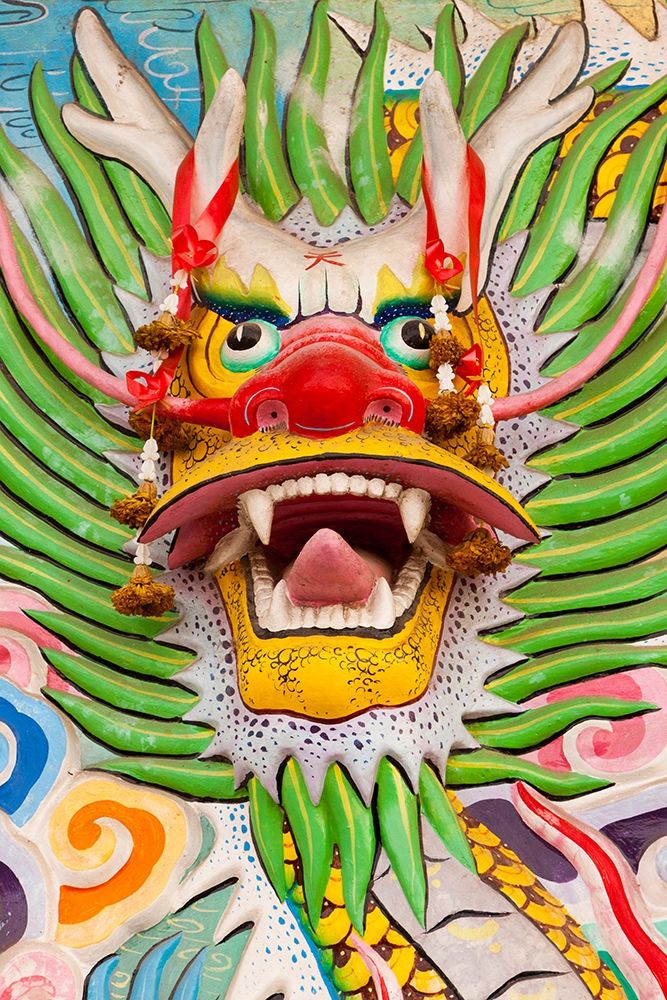 Thailand-Chonburi Province-Khao Sam Muk Shrine Dragon head sculpture art print by Tom Haseltine for $57.95 CAD